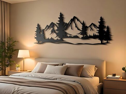 VAILLA Mountain Art Large Mountains Wall Decor Wood Wall Art 3D Wall Hanging Home Decoration Nature 3D Textured Sculptures Mountain Rivers Decorative Painting Suitable For Living Room Bedroom Office (66.9" x 26.8") in Saudi Arabia