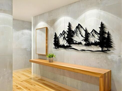 VAILLA Mountain Art Large Mountains Wall Decor Wood Wall Art 3D Wall Hanging Home Decoration Nature 3D Textured Sculptures Mountain Rivers Decorative Painting Suitable For Living Room Bedroom Office (66.9" x 26.8") in Saudi Arabia