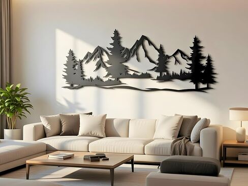 VAILLA Mountain Art Large Mountains Wall Decor Wood Wall Art 3D Wall Hanging Home Decoration Nature 3D Textured Sculptures Mountain Rivers Decorative Painting Suitable For Living Room Bedroom Office (66.9" x 26.8") in Saudi Arabia