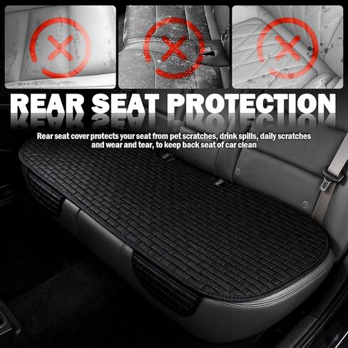 Car Back Seat Cover with Side Pockets,Breathable & All-Season Bench Seat Cover for Back Seats Protection,Anti-Slip Backs Seats Protector Car Interior Accessories for Cars,SUVs in Kuwait