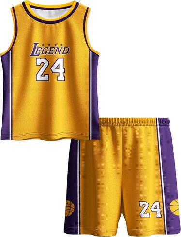 قمصان كرة السلة للأطفال رقم 24 شورت علوي بدون أكمام شبكي كلاسيكي للأولاد والبنات بدون أكمام زي التدريب الرياضي in Kuwait