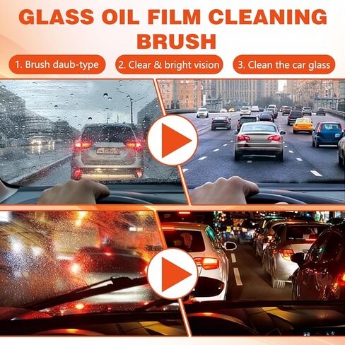 Glass Emulsion, 2Pcs Oil Film Remover for Car Window, 100ml Roll-On Glass Emulsion Cleaner Compound with Cleaning Board, Improve Windshield Clarity and Visibility for Safe Driving in Kuwait