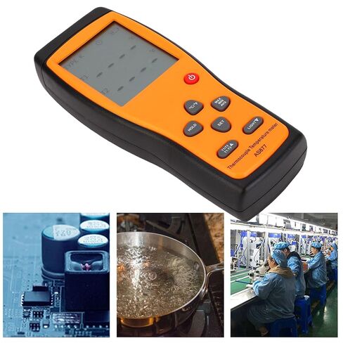 Eujgoov Dual Channel K Type Thermometer, Accurate Temperature Meter with 2 Thermocouples for HVAC, ℃ ℉ Units, Touch Tester, ABS Material in Saudi Arabia
