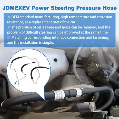 Power Steering Pressure Hose Kit Compatible with GMC Sierra 2500 3500 2001-2006, Compatible with Chevy Silverado 2500 3500 2001-2006, Replacement for 358980, 365453, 3401941, 3 Pcs in Kuwait