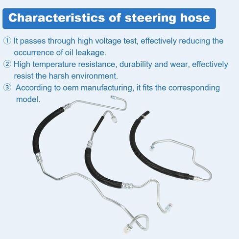 Power Steering Pressure Hose Kit Compatible with GMC Sierra 2500 3500 2001-2006, Compatible with Chevy Silverado 2500 3500 2001-2006, Replacement for 358980, 365453, 3401941, 3 Pcs in Kuwait