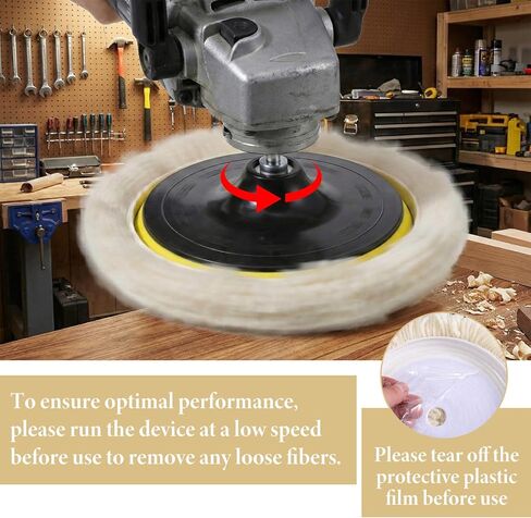 3 قطع من وسادات تلميع الصوف الطبيعي مقاس 7 بوصة، وسادة تلميع السيارة مع خطاف وحلقة لتنظيف وتلميع سيارات القوارب والشاحنات والمركبات الترفيهية مع قاعدة واحدة، مادة صوف الغنم، ملحق سريع in Kuwait