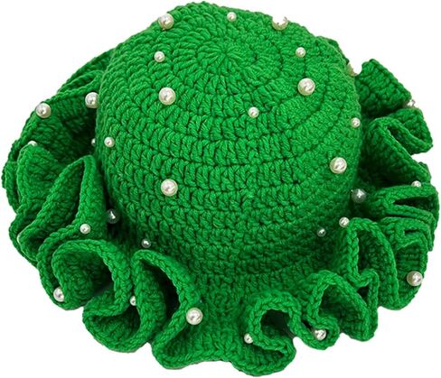 Pearl Crochet Hat Boho Fall Knit Hats for Women Slouchy Lightweight Summer Beach Bucket Hat in Kuwait