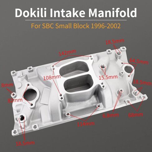 Dokili Aluminum Dual Plane Intake Manifold Compatible with Chevy Small Block SBC V8 1996-2002 Vortec 5.0L/305 5.7L/350 with Spread or Square Bore Carbs RPM Idle-5,500 in Saudi Arabia