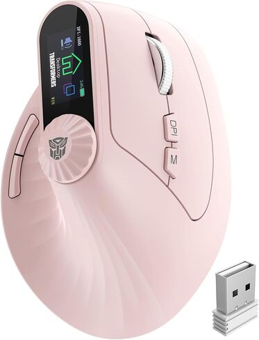 Transformers Vertical Ergonomic Mouse with LED Screen & Knob Control, Rechargeable Vertical Mouse Wireless, 3-Device Connectivity (2.4G + Dual Bluetooth), Quiet Clicks, Computer Mice for PC/Mac/Laptop in Saudi Arabia