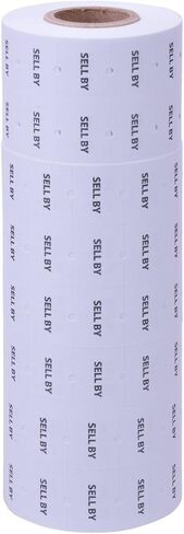 أبيض مع ملصقات "Sell by" سوداء لتناسب مسدسات السعر Towa®GL/ SpeedyMark4/ Halmark Model "L" المكونة من 16 حزمة (تتضمن لفة حبر مجانية) in Kuwait