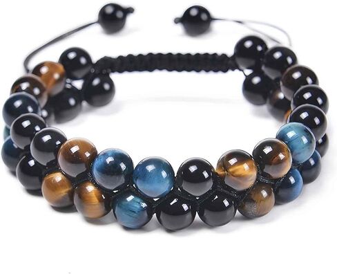 Triple Protection Bracelet for Men Women, Tigers Eye Black Obsidian and Hematite Beads Bracelet for Daily Wear or Special Occasions,Gift for Valentine's Day,Birthday &Anniversary in Saudi Arabia