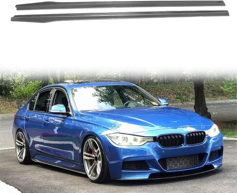 تنانير جانبية متوافقة مع سلسلة BMW F30 3 2012-2018، غير مطلية باللون الأسود IKON Style PP، جناح جانبي للوحة الروك، قطعتان in Kuwait