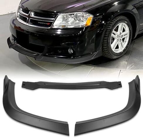 3 Pieces Front Bumper Lip Spoiler Splitter Side Body Kit Trim Protection Compatible with 2011-2014 Dodge Avenger, 2012 2013 (Painted Black) in Saudi Arabia