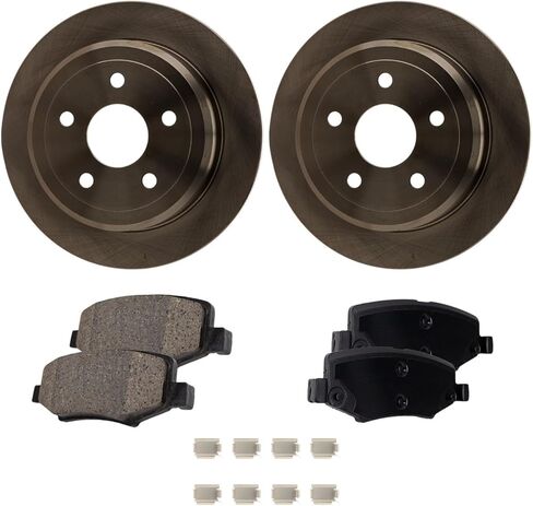 Replacement Rear Brake Disc and Pad Kit (2-Wheel Set) fits Jeep Wrangler 2012-2017 3.6L V6 in Saudi Arabia