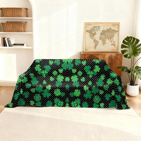 غطاء أريكة عيد القديس باتريك، أغطية أريكة عتيقة على شكل زهرة لأريكة وسادتين، قطعة واحدة من أغطية الأريكة المقسمة من نبات النفل الأخضر قابلة للغسل، واقي أثاث غرفة المعيشة، مقاس X-متوسط ​​71 بوصة × 102.4 بوصة in Kuwait