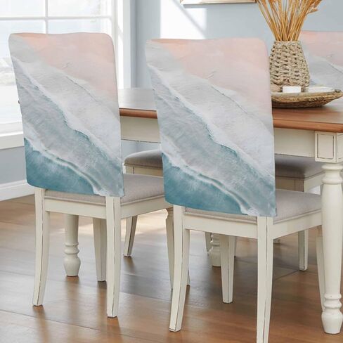 Spring Floral Chair Covers - 4 Pcs Dining Room Chair Back Covers, Pink Tulip Botanical Chair Slipcovers Summer Flowers Rustic Burlap Removable Chair Protectors Covers for Kitchen/Banquet/Party 19"x18" in Kuwait