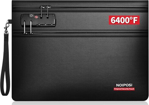 حقيبة نقود مقاومة للحريق من نويبوسي 6400 درجة فهرنهايت مع قفل، حقيبة مستندات مقاومة للحريق بسحاب مزدوج للمستندات والنقود، 12 طبقة معزولة بالحرارة مع سحاب، تحمي الأوراق المهمة والأشياء الثمينة in Kuwait