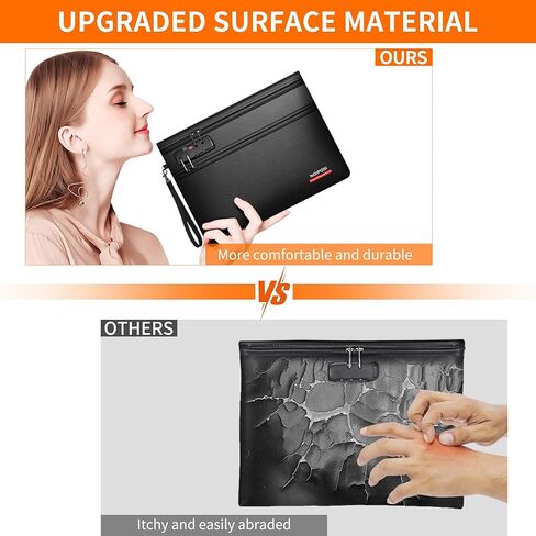 حقيبة نقود مقاومة للحريق من نويبوسي 6400 درجة فهرنهايت مع قفل، حقيبة مستندات مقاومة للحريق بسحاب مزدوج للمستندات والنقود، 12 طبقة معزولة بالحرارة مع سحاب، تحمي الأوراق المهمة والأشياء الثمينة in Kuwait