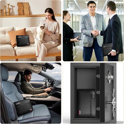 حقيبة نقود مقاومة للحريق من نويبوسي 6400 درجة فهرنهايت مع قفل، حقيبة مستندات مقاومة للحريق بسحاب مزدوج للمستندات والنقود، 12 طبقة معزولة بالحرارة مع سحاب، تحمي الأوراق المهمة والأشياء الثمينة in Kuwait