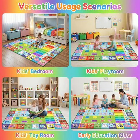 Kids Rug - 3x5 Feet ABC Rug for Playroom Nursery Educational Area Rugs with Alphabet Numbers Shapes Animals Children Play Mat for Bedroom Classroom Floor Decor in Saudi Arabia