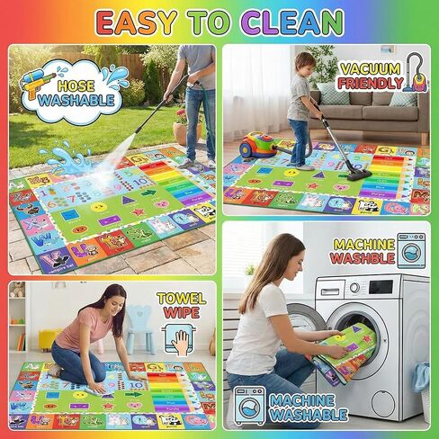 Kids Rug - 3x5 Feet ABC Rug for Playroom Nursery Educational Area Rugs with Alphabet Numbers Shapes Animals Children Play Mat for Bedroom Classroom Floor Decor in Saudi Arabia