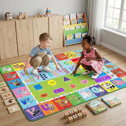 Kids Rug - 3x5 Feet ABC Rug for Playroom Nursery Educational Area Rugs with Alphabet Numbers Shapes Animals Children Play Mat for Bedroom Classroom Floor Decor in Saudi Arabia