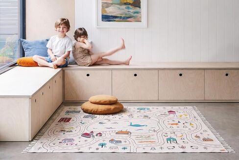 Extra Large Organic Cotton Road Map Kids Play Rug 79 x 56 Inches – Hand-Woven Non-Toxic Reversible Montessori Nursery & Classroom Carpet in Saudi Arabia