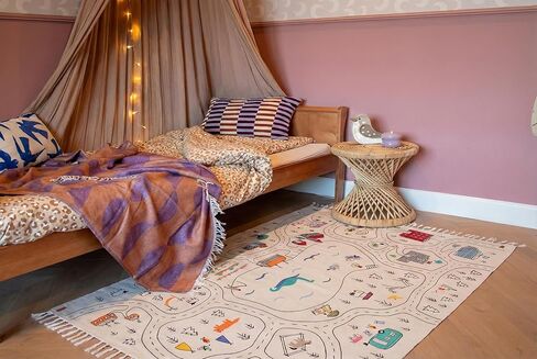 Extra Large Organic Cotton Road Map Kids Play Rug 79 x 56 Inches – Hand-Woven Non-Toxic Reversible Montessori Nursery & Classroom Carpet in Saudi Arabia