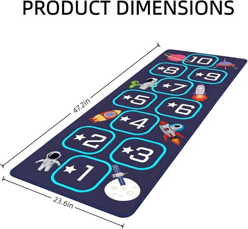 سجادة هوبسكوتش، سجادة هوب سكوتش الداخلية مضادة للانزلاق، سجادة ناعمة، سجادة داخلية، هدية سهلة التنظيف، يمكن حملها لغرف النوم وغرف المعيشة ومراكز الرعاية النهارية وغرف اللعب وغيرها من الأماكن (أزرق داكن، 23 × 46 بوصة) in Kuwait