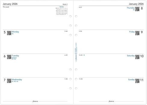 Filofax Calendar Diary Refill, A5 Size, Week-to-View, White Paper, Unruled, English, 2026 (C68522R-26) in Saudi Arabia