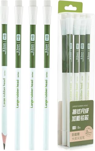 M&G 8 Pack 2B Triangular Wood-Cased Pencils, 3.2mm Thick Lead, Unsharpened with Extra Large Erasers, Balanced Ergonomic Grip for Student Exam Daily Writing, School Office Classroom Use in Saudi Arabia