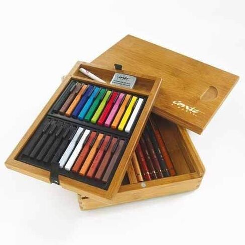 Conté à Paris Pastel Carré & Sketch Pencil Wood Box, Set of 30, Assorted in Saudi Arabia