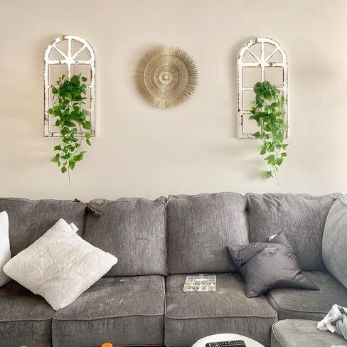 إطار نافذة خشبي ريفي لتزيين الحائط، ديكور جدار نافذة الإطار، ديكور جدار مقوس الكاتدرائية لغرفة النوم وغرفة المعيشة والمطبخ (زوج) in Kuwait