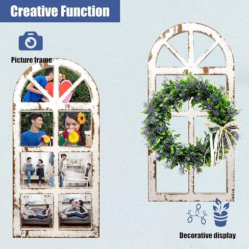 إطار نافذة خشبي ريفي لتزيين الحائط، ديكور جدار نافذة الإطار، ديكور جدار مقوس الكاتدرائية لغرفة النوم وغرفة المعيشة والمطبخ (زوج) in Kuwait