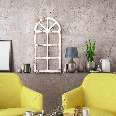 إطار نافذة خشبي ريفي لتزيين الحائط، ديكور جدار نافذة الإطار، ديكور جدار مقوس الكاتدرائية لغرفة النوم وغرفة المعيشة والمطبخ (زوج) in Kuwait