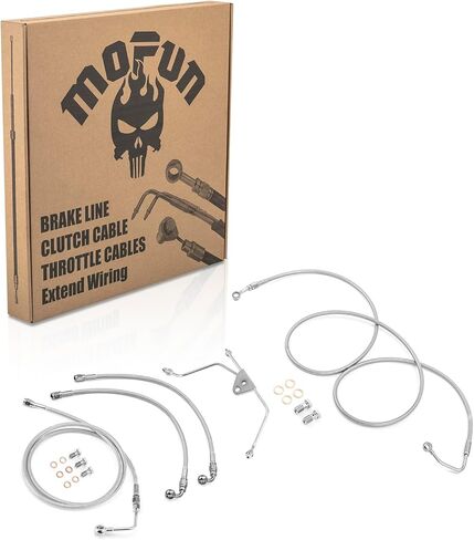 Mofun Extended Upper and Lower ABS Hydraulic Front Brake Line Compatible with Harley Touring ABS Street Electra Road Glide Road King 2009-2013, Fit 12"-14" Handlebar Chrome in Saudi Arabia
