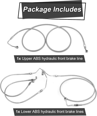 Mofun Extended Upper and Lower ABS Hydraulic Front Brake Line Compatible with Harley Touring ABS Street Electra Road Glide Road King 2009-2013, Fit 12"-14" Handlebar Chrome in Saudi Arabia