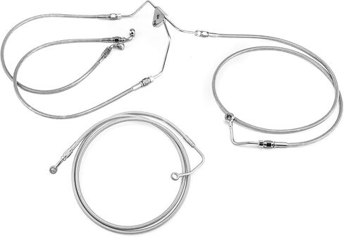 Mofun Extended Upper and Lower ABS Hydraulic Front Brake Line Compatible with Harley Touring ABS Street Electra Road Glide Road King 2009-2013, Fit 12"-14" Handlebar Chrome in Saudi Arabia