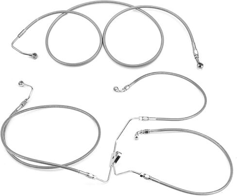 Mofun Extended Upper and Lower ABS Hydraulic Front Brake Line Compatible with Harley Touring ABS Street Electra Road Glide Road King 2009-2013, Fit 12"-14" Handlebar Chrome in Saudi Arabia
