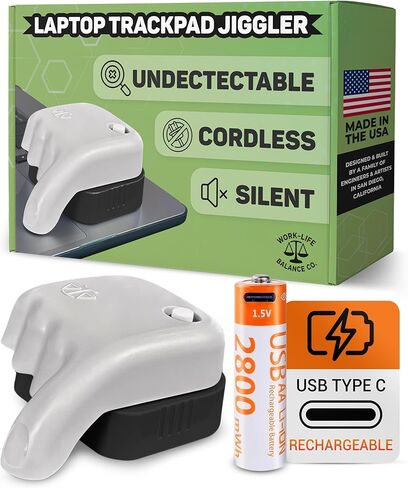 Rechargeable Trackpad Jiggler -USBC Charge Port -Undetectable -Cordless Mouse Jiggler -Does Not Work on DeII -Keeps Touchpad Active, Laptop Awake -Mechanical Mouse Mover -ON/Off Switch in Saudi Arabia