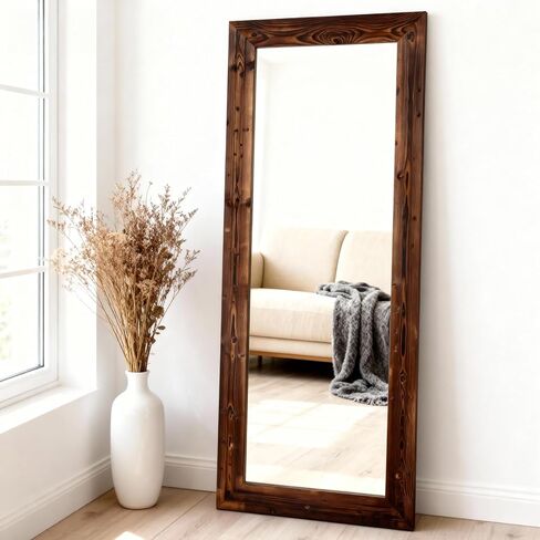 Yumyolk Full Length Mirror with Stand 65"x22" Long Wood Dressing Mirror Full Body Wall Mounted for Bedroom White in Saudi Arabia