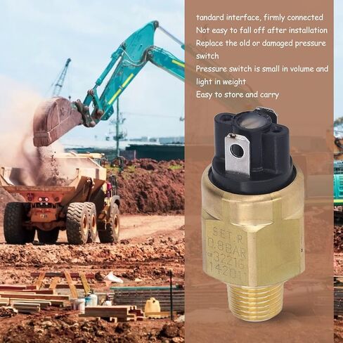 Heavy Duty Excavator Pressure Sensor Switch Brass Construction 0.8bar High Performance Pressure Switch Replacement Specifically Designed for LiuGong Excavators in Saudi Arabia