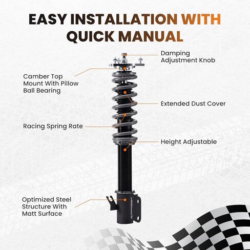 maxpeedingrods Coilover لـ Subaru WRX 2000-2007، لـ Subaru Forester SG 2003-2008، طقم تعليق كويلوفيرس قابل للتعديل بـ 24 مستوى، مجموعة خفض تعديل الارتفاع T7 Racing Upgrade in Kuwait