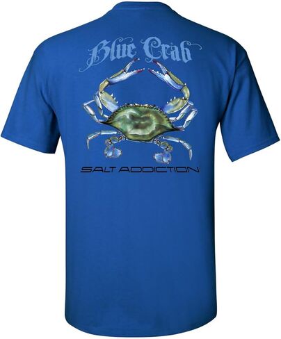 Salt Addiction Saltwater Blue Crab Fishing T-Shirt, Men's Short Sleeve, Cotton and 50/50 S-5XL in Saudi Arabia