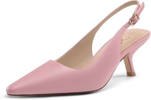 Athlefit Women's Low Kitten Heels Closed Pointed Toe Slingback Dress Pumps Shoes for Wedding Work Office in Kuwait