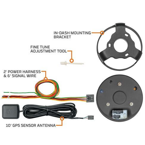 GlowShift Black 7 Color 100 MPH GPS Speedometer Gauge with Speed Sensor Antenna - Mounts in Custom Dashboard - Odometer - Resettable Trip Meter - Black Dial - Clear Lens - 3-3/8" 85mm in Saudi Arabia