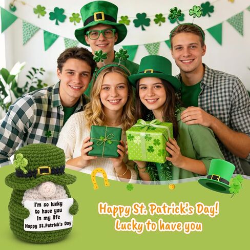 ديكور عيد القديس باتريك للمكتب المنزلي، ديكورات يوم القديس باتريك من الكروشيه لمقعد رف صينية متدرجة، هدية لطيفة أيرلندية محظوظة للنساء والأصدقاء وزملاء العمل in Kuwait