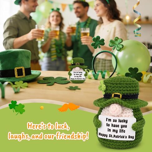 ديكور عيد القديس باتريك للمكتب المنزلي، ديكورات يوم القديس باتريك من الكروشيه لمقعد رف صينية متدرجة، هدية لطيفة أيرلندية محظوظة للنساء والأصدقاء وزملاء العمل in Kuwait