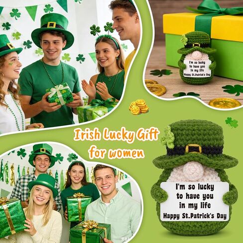 ديكور عيد القديس باتريك للمكتب المنزلي، ديكورات يوم القديس باتريك من الكروشيه لمقعد رف صينية متدرجة، هدية لطيفة أيرلندية محظوظة للنساء والأصدقاء وزملاء العمل in Kuwait