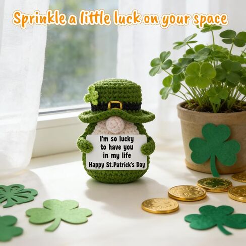 ديكور عيد القديس باتريك للمكتب المنزلي، ديكورات يوم القديس باتريك من الكروشيه لمقعد رف صينية متدرجة، هدية لطيفة أيرلندية محظوظة للنساء والأصدقاء وزملاء العمل in Kuwait